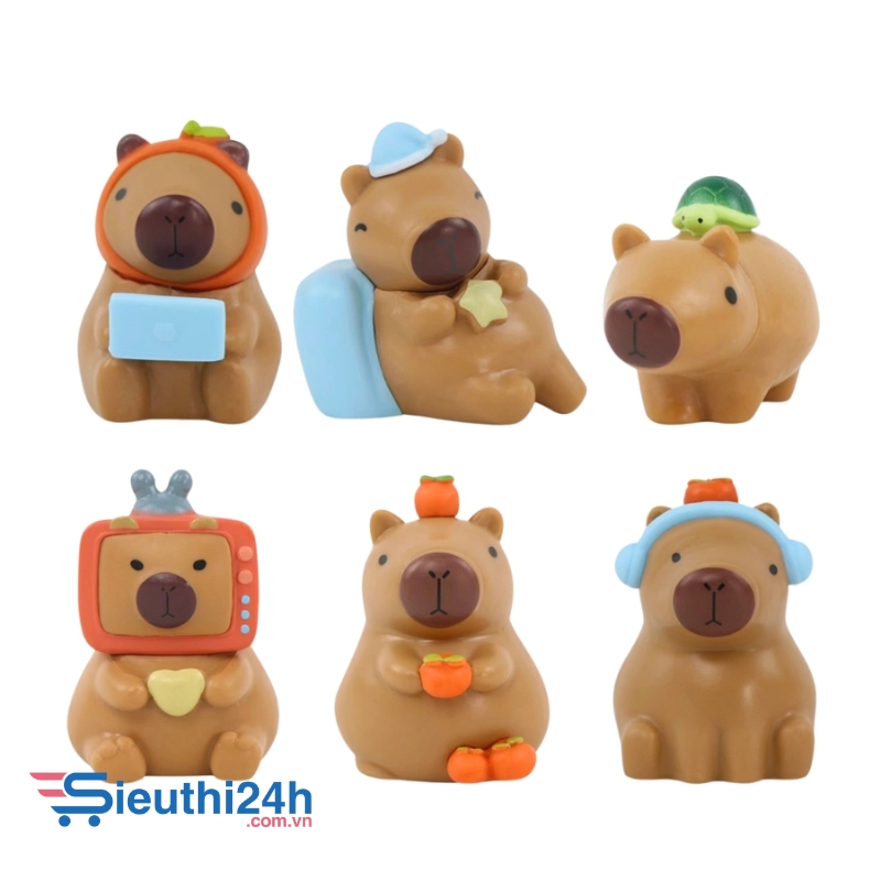 Mô hình capibara bộ 6 capibara blind box - cao 6cm - Nặng 500gram