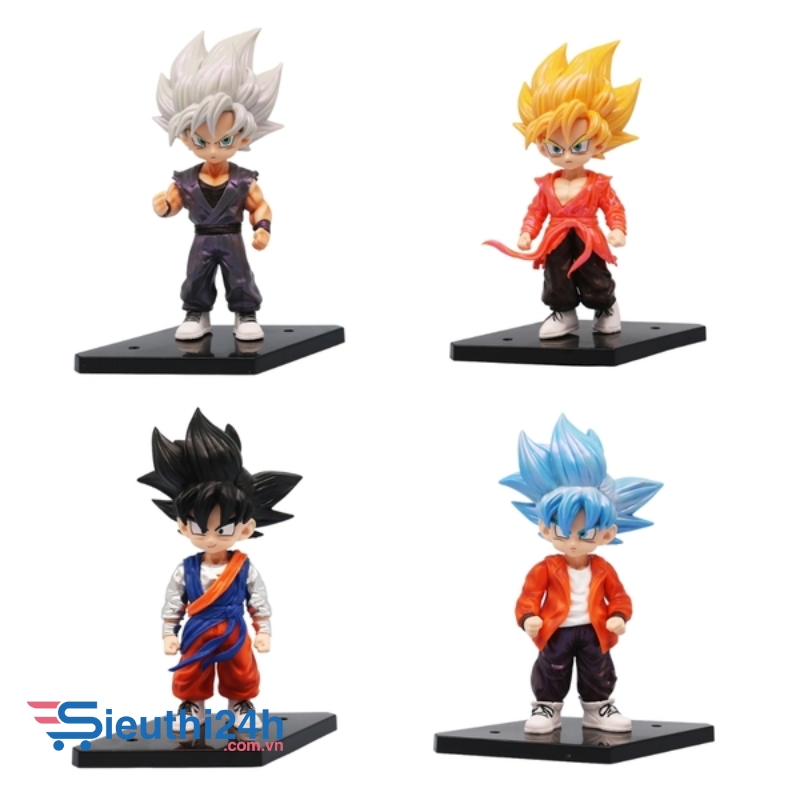 Mô Hình Dragon Ball Bộ 4 Goku Dáng Đứng Có Đế