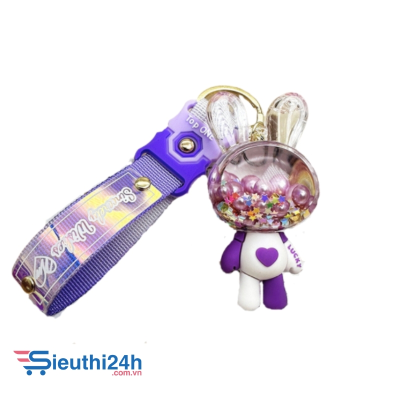 Móc khóa thỏ tím - Dây móc dài : 10cm - Mô Hình Cao : 7cm - Nặng : 50gram