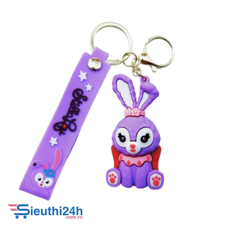 Móc khóa thỏ tím - Dây móc dài : 11cm - Mô Hình Cao : 7cm - Nặng : 50gram