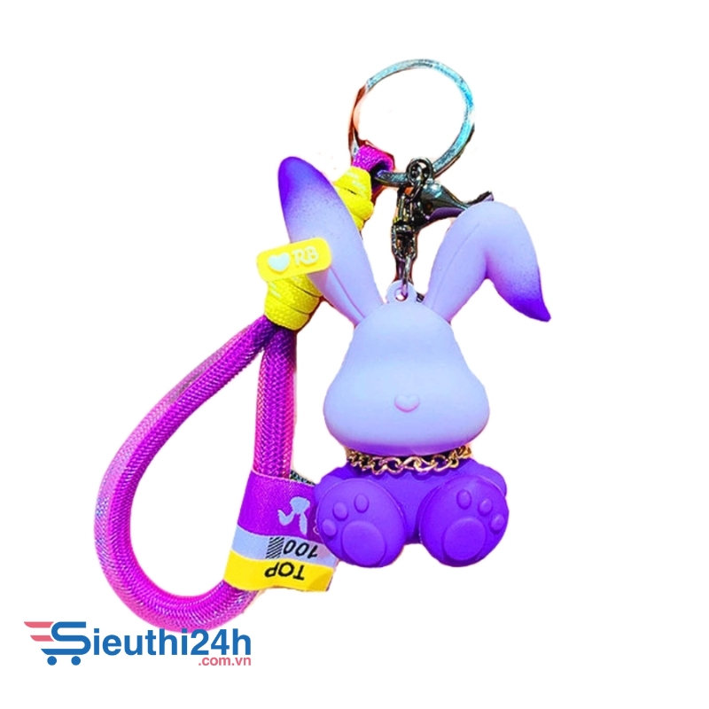 Móc khóa thỏ tím - Dây móc dài : 12cm - Mô Hình Cao : 8cm - Nặng : 50gram