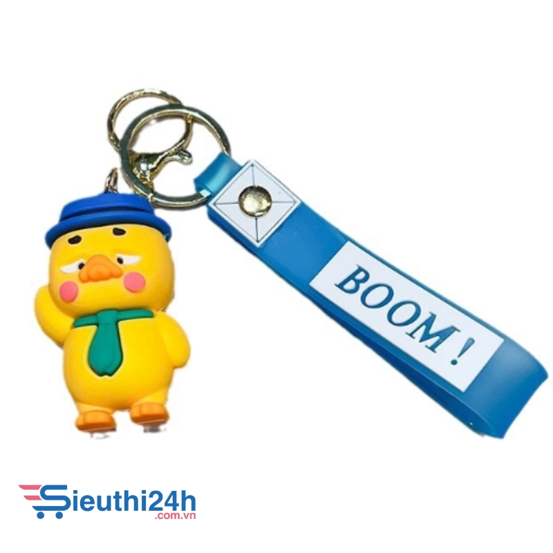 Móc khóa vịt đội mũ xanh - dây dài 10cm mô hình cao 6cm - nặng : 50gram
