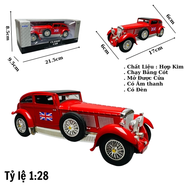 Mô Hình Xe cổ màu đỏ 1:28