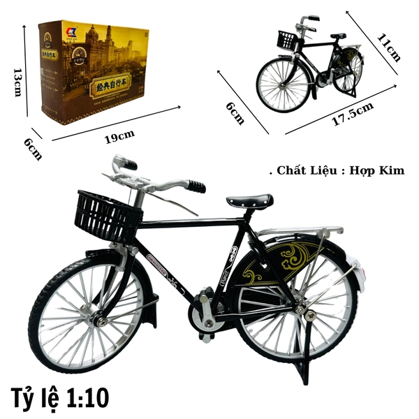 Mô Hình Xe đạp có giỏ 1:10 Hợp kim