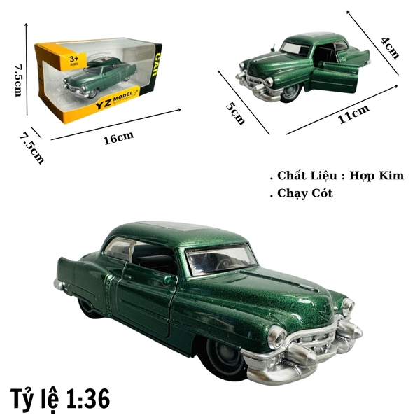 Mô Hình xe cổ xanh lá mạ mới tỉ lệ 1:36