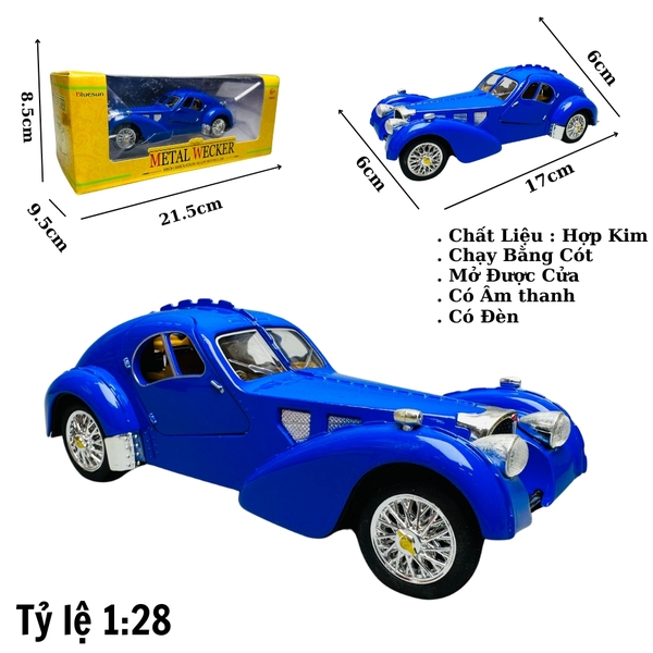 Mô Hình Xe cổ màu xanh dương 1:28