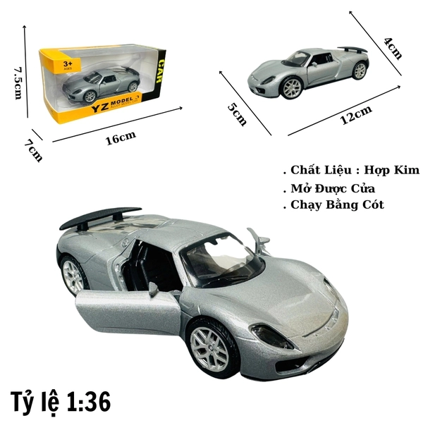 Mô Hình xe ferrari xám mới 1:36