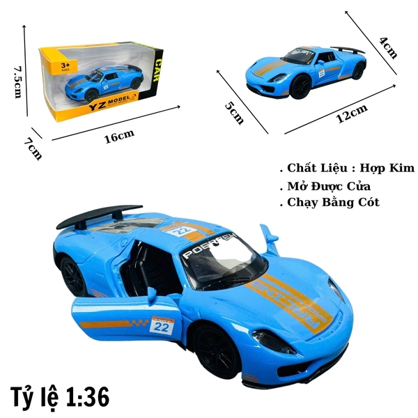Mô Hình xe ferari xanh vạch cam 1:36