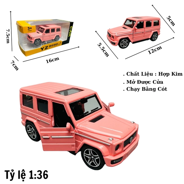 Mô Hình xe jeep hồng tỉ lệ 1:36