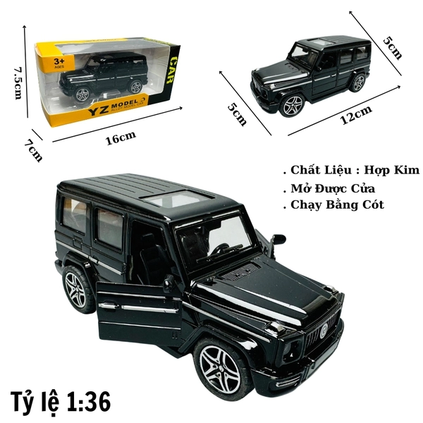 Mô Hình xe jeep đen tỉ lệ 1:36