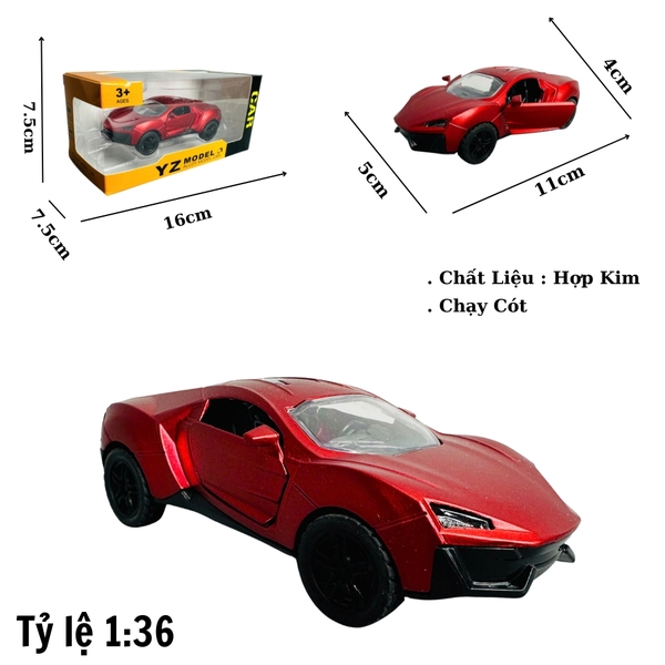 Mô Hình xe hypersport đỏ mới tỉ lệ 1:36