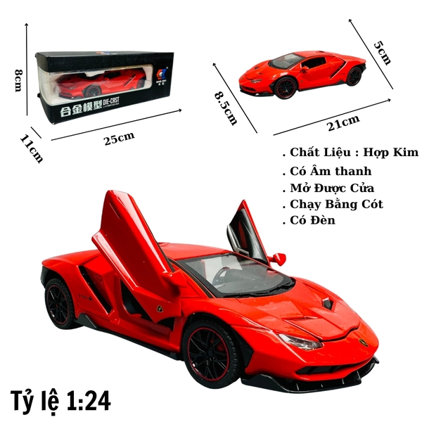 Mô Hình xe lambogini đỏ tỉ lệ 1:24
