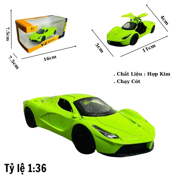 Mô Hình xe laferrari xe xanh lá cây tỉ lệ 1:36