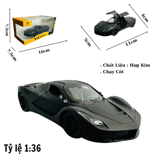 Mô Hình xe laferrari xe thể thao đen mới tỉ lệ 1:36