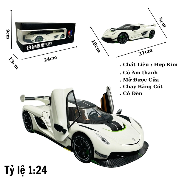 Mô Hình xe koenigsegg trắng tỉ lệ 1:24