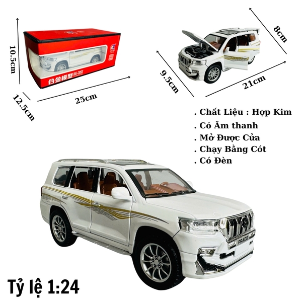 Mô Hình xe Landcruiser prado trắng tỉ lệ 1:24