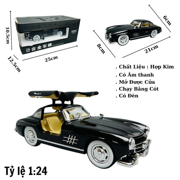 Mô Hình Xe mẹc cổ màu đen 1:24