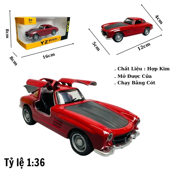 Mô Hình xe mẹc cổ đỏ lé đen - tỉ lệ 1:36