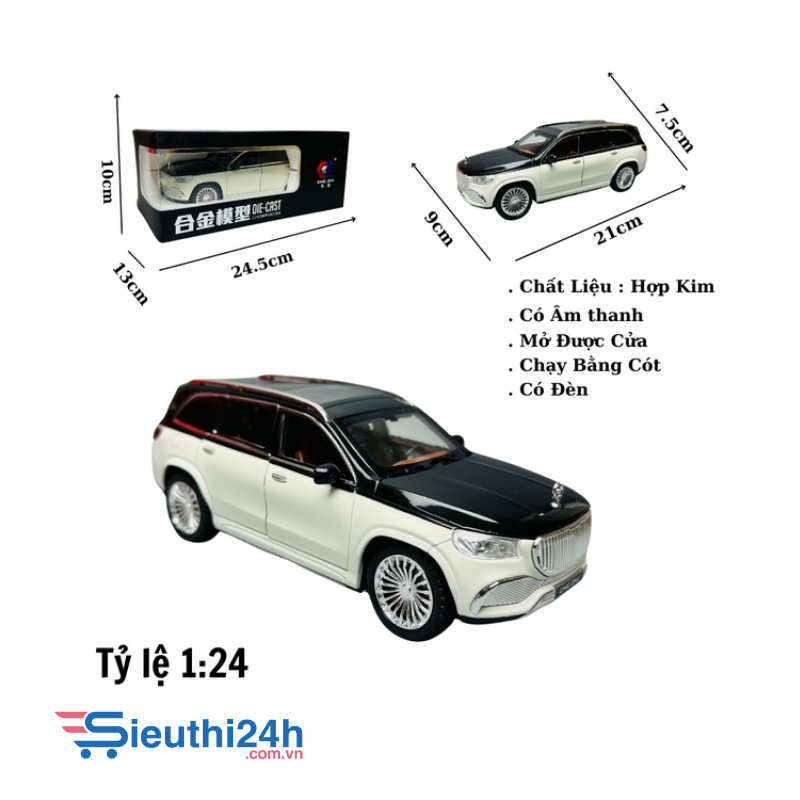 Mô Hình Xe Mẹc GLS trắng 1:24 Hợp kim