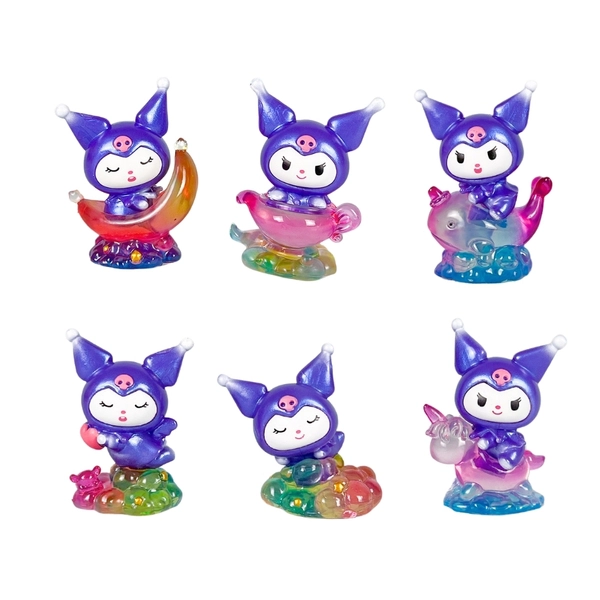 Mô hình kuromi bộ 6 kuromi nằm - cao 5.5-7.5cm