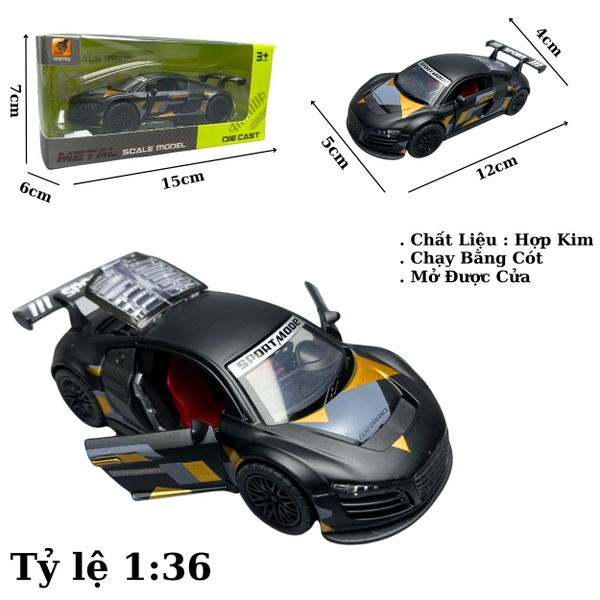 Mô Hình xe Audi màu Đen Vàng - tỉ lệ 1:36