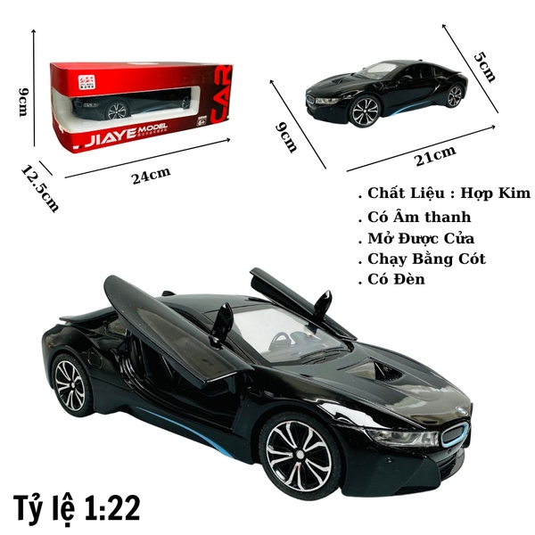 Mô Hình xe bmw i8 trắng tỉ lệ 1:22