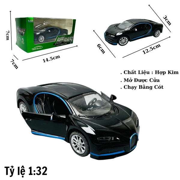 Mô Hình xe Bugati đen viền xanh tỉ lệ 1:32