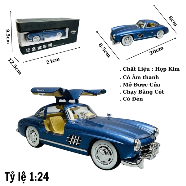Mô Hình Xe mẹc cổ màu xanh 1:24