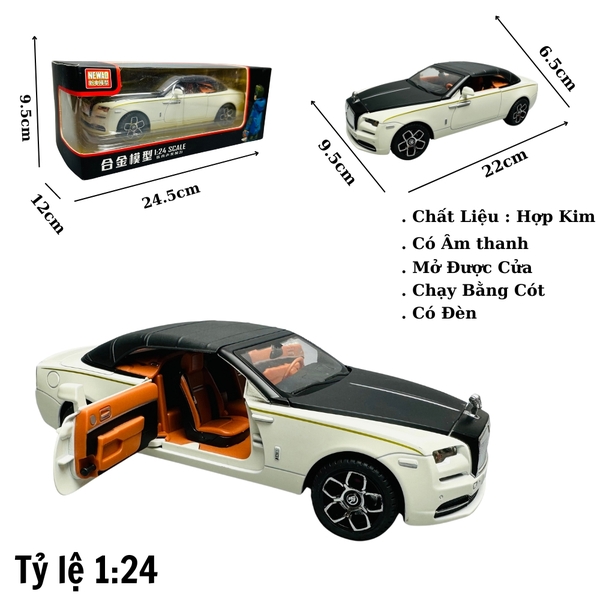 Mô Hình Xe Roll royce trắng 1.24