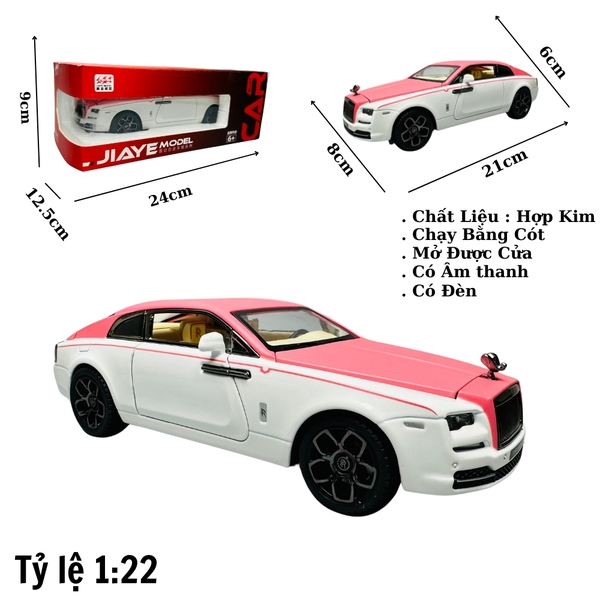 Mô Hình Xe rolls royce sữa mui hồng 1:22