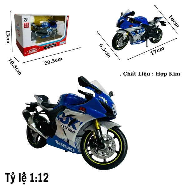 Mô Hình xe suzuki GSX R1000r xanh biển tỉ lệ 1:12