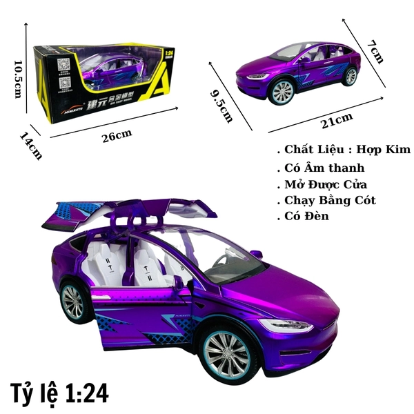 Mô Hình xe tesla tím tỉ lệ 1:24