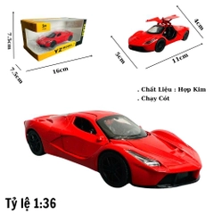 Mô Hình Laferari đỏ đỏ tỉ lệ 1:36 Hợp kim có thể mở cửa - bánh sau chạy cót - Dài 11cm - rộng 5cm - cao 4cm - nặng : 500gram - FULL BOX : box màu SKU : oto352 - n3-k11-t4-s2