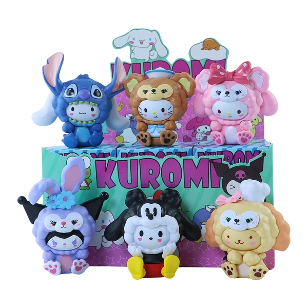 Mô hình kuromi bộ 6 kuromi cosplay blind box - cao 9.5cm - Nặng 500gram - Bọc Túi - Hộp Màu n3-k37-t1-s3