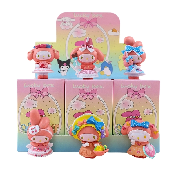 Mô hình kuromi bộ 6 kuromi hồng blind box - cao 5 - 6.5cm - Nặng 500gram - Bọc Túi - Hộp Màu - N3-K60-T3-S2