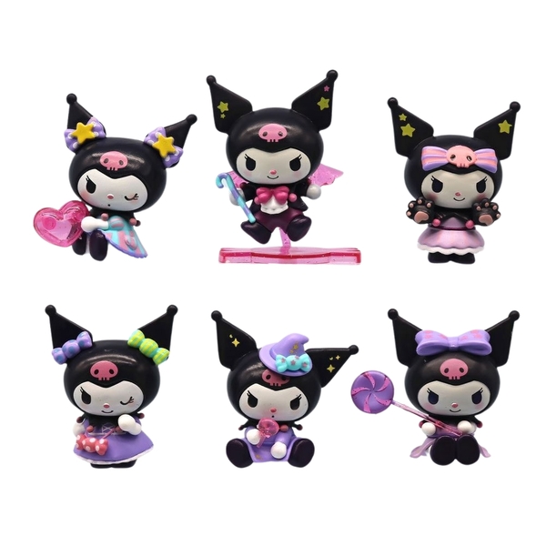 Mô hình kuromi Bộ 6 Melody Kuromi Bản đẹp - cao 8-9cm - Nặng 400gram - Bọc Túi Opp - No Box - N3-K37-T3-S2