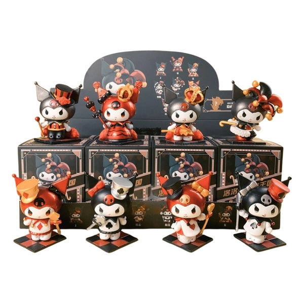 Mô hình kuromi Bộ 8 Melody Gemini Pudding Dog Cinnamon Dog Kuromi có đế Bản Blind Box - cao 8cm - Nặng 200gram - Bọc Túi - Hộp Màu - N3-K36-T2-S2
