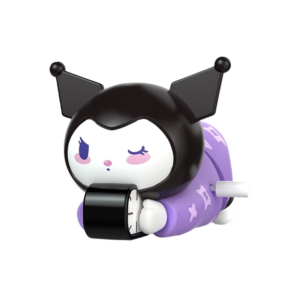 mô hình kuromi nằm bò chạy cót áo tím - cao : 5.5cm dài 10cm - figure shin - hộp màu - N5