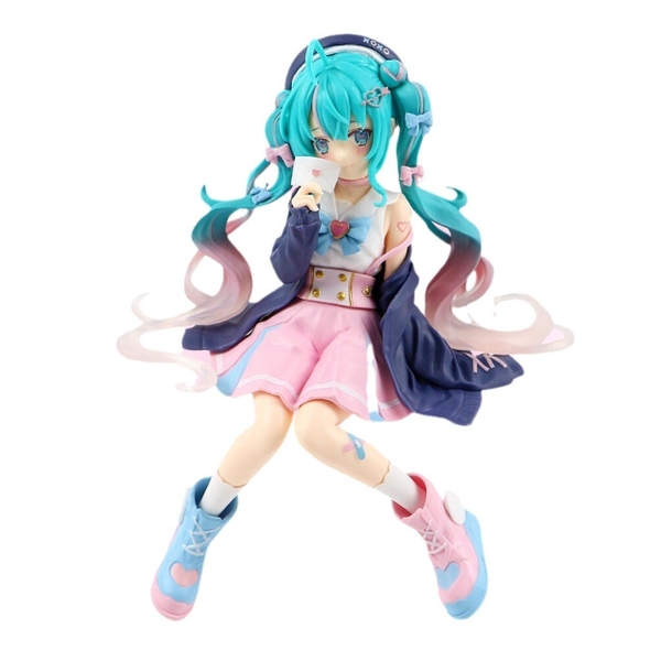 Mô Hình Hatsune Miku Ngồi Tóc xanh váy hồng - Cao 14cm - nặng 100gram - Figure Miku - Có hộp màu - N1-K31-T2-S1