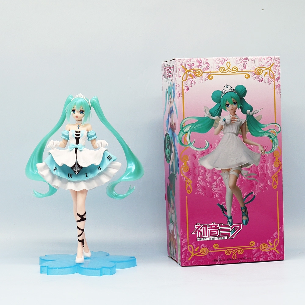 Mô Hình Hatsune Miku váy xanh cầm váy - Cao 20cm - nặng 300gram - Figure Miku - Bọc Túi - Hộp Màu N1-K55-T3-S1