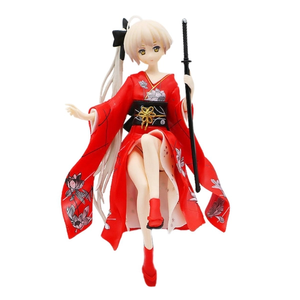 Mô Hình Kasugano Sora váy kimono Đỏ - Cao 9cm - nặng 100gram - Phụ kiện : không đế + 1 tay cầm quạt + 1 tay cầm kiếm + Miếng dán - Figure Kasugano Sora - No Box