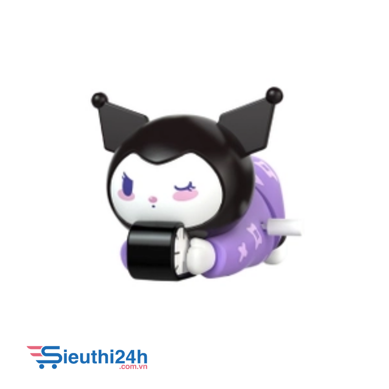 mô hình kuromi nằm bò chạy cót áo tím - cao : 5.5cm