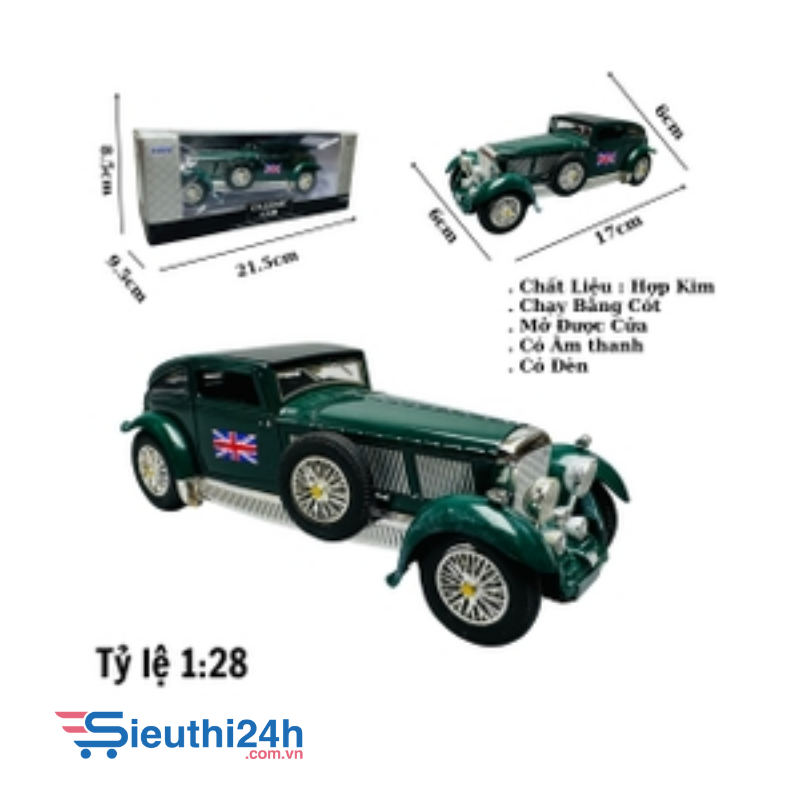 Mô Hình Xe cổ màu xanh lá mạ 1:28
