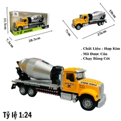 Mô Hình xe trộn bê tông tỉ lệ 1:24 Hợp kim có thể mở cửa - bánh sau chạy cót - Dài 25cm - rộng 7cm - cao 10cm - nặng : 500gram - FULL BOX : box màu SKU : oto270