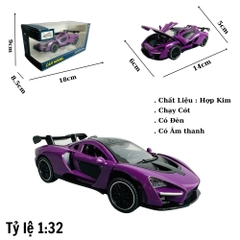 Mô Hình xe mclaren tím tỉ lệ 1:32 Hợp kim có thể mở cửa - bánh sau chạy cót