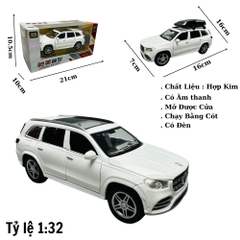 Mô Hình Xe Mẹc GLS580 Trắng 1:32 Hợp kim có thể mở cửa - bánh sau chạy cót - Có tiếng - đèn pha sáng