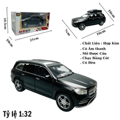 Mô Hình Xe Mẹc GLS580 Đen 1:32 Hợp kim có thể mở cửa - bánh sau chạy cót - Có tiếng - đèn pha sáng