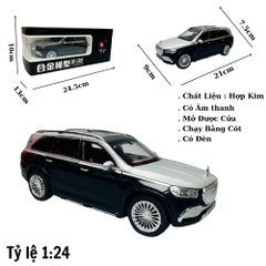 Mô Hình Xe Mẹc GLS đen 1:24 Hợp kim có thể mở cửa - bánh sau chạy cót - Có tiếng - đèn pha sáng