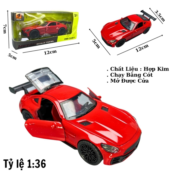 Mô Hình xe Mercedes AMG GTR Màu đỏ - tỉ lệ 1:36 Hợp kim có thể mở cửa - bánh sau chạy cót - Dài 12cm - rộng 5cm - cao 3.5cm - nặng : 200gram - FULL BOX : box màu n3-k11-t3-s4