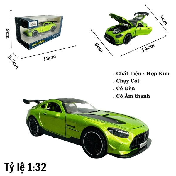 Mô Hình xe mẹc xanh lá Amg tỉ lệ 1:32 Hợp kim có thể mở cửa - bánh sau chạy cót - Dài 14cm - rộng 6cm - cao 5cm - nặng : 500gram - FULL BOX : box màu SKU : oto369 n3-k2-t2-s3